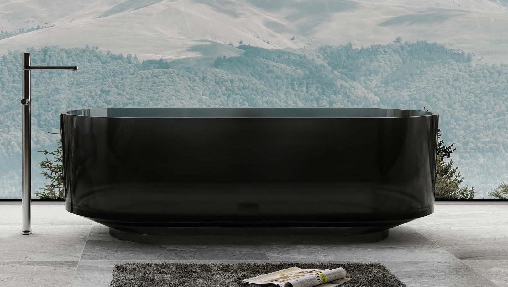 Galatea Design Licorice Wanna wolnostojąca 170x75 Resinmood Black Grey GDFU1061CQBG