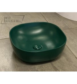 Galatea Design Lurus Umywalka stawiana na blat 41,5x14,5 cm z korkiem klik-klak Dark Green matt/Ciemny zielony mat GD78106TMDG W MAGAZYNIE !!!