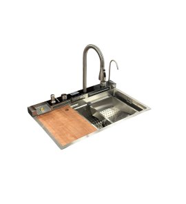    Galatea Design Modus S Zlew z wodospadem,  dozownikiem, bateria 3-funkcyjną ZESTAW 75x46 wpuszczany stainless steel GDP31IX WYPRZEDAŻ KOLORU!!