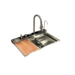    Galatea Design Modus S Zlew z wodospadem,  dozownikiem, bateria 3-funkcyjną ZESTAW 75x46 wpuszczany stainless steel GDP31IX WYPRZEDAŻ KOLORU!!