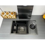   Galatea Design Modus Up Zlew z myjką do szklanek, baterią teleskopową, deską blatową 60x40 wpuszczany gunmetal black GDP27GB W MAGAZYNIE!!