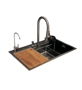      Galatea Design Modus Zlew wpuszczany black z dozownikiem i baterią gunmetal GDP172MB WYPRZEDAŻ MAGAZYNOWA