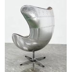 Galatea Design Monarch Fotel obrotowy aluminium chrom/skóra bydlęca czarna GDY8801CRSB