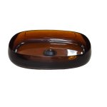 Galatea Design Paddle Umywalka stawiana na blat 58x38 Resinmood dark brown z korkiem klik-klak czarny mat GDFU2007DB