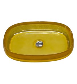   Galatea Design Paddle Umywalka stawiana na blat 58x38 apricot yellow z korkiem klik-klak chrom GDFU2007AY