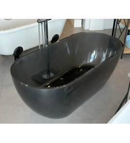Galatea Design Reflex Wanna wolnostojąca Resinmood  150x70 light grey z korkiem klik klak gunmetal GDFY8010150LG