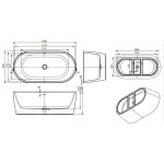       Galatea Design Serenada Wanna wolnostojąca akrylowa 160x80 z korkiem klik klak Biała GD16080043WH
