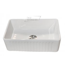 Galatea Design Sinki Hiasan Zlew jednokomorowy 76,5x46,5 cm biały z koszykiem i korkiem stalowym Biały DGKB013GW WIETRZENIE MAGAZYNU