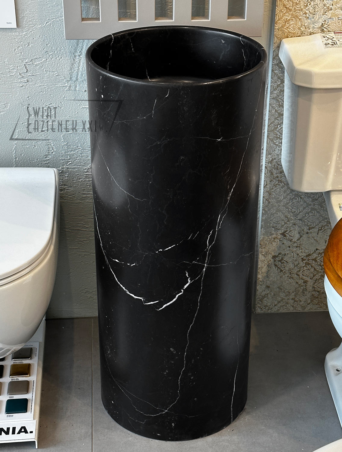 Galatea Design Tiub Umywalka wolnostojąca ø35xh85 cm z korkiem klik klak Marquina Marble GDGR011MN W MAGAZYNIE!!