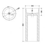 Galatea Design Tiub Umywalka wolnostojąca ø35xh85 cm z korkiem klik klak Marquina Marble GDGR011MN