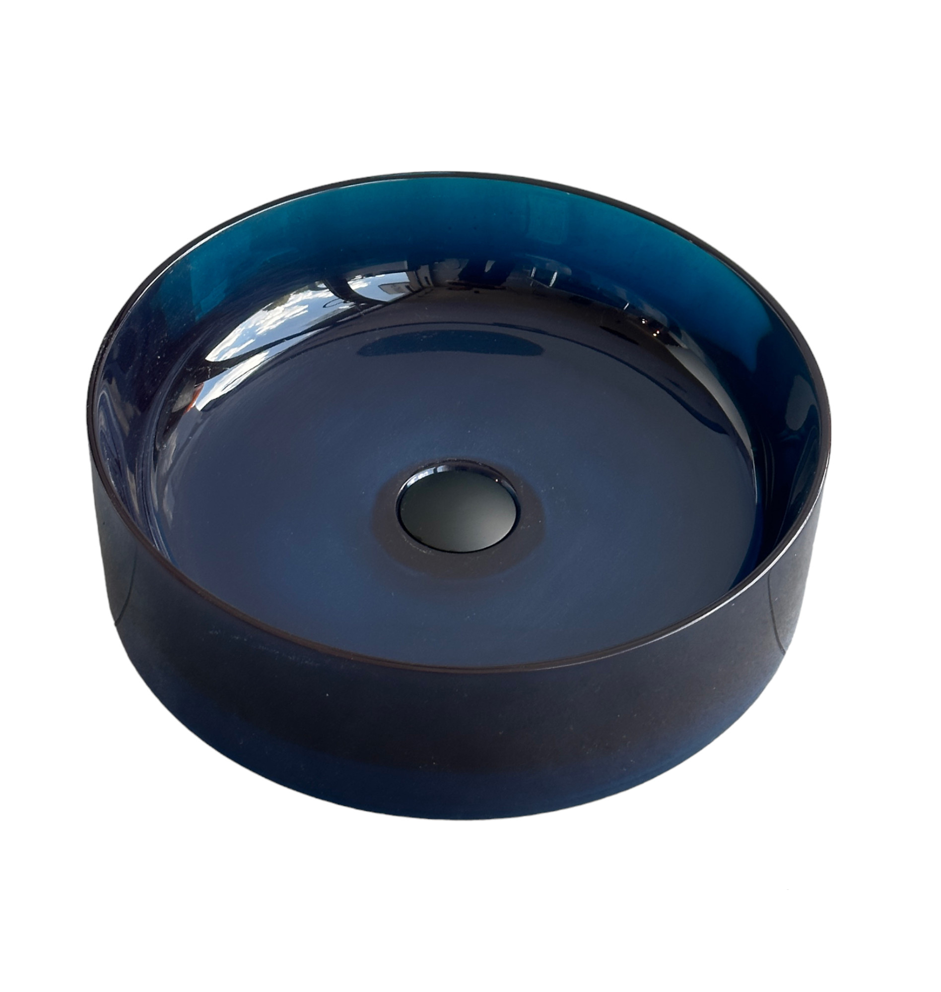 Galatea Design Tondo Umywalka ∅40 blue z korkiem klik klak black matt GDFU2018BL W MAGAZYNIE!!