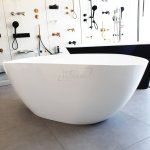 Galatea Design Smooth Wanna wolnostojąca z konglomeratu z syfonem 160x75 cm biały połysk GAQS1 