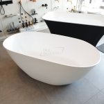 Galatea Design Smooth Wanna wolnostojąca z konglomeratu z syfonem 160x75 cm biały połysk GAQS1 