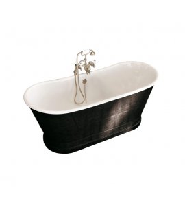 Gentry Home York Wanna żeliwna wolnostojąca 170x68 cm Biała/czarna skóra 9192