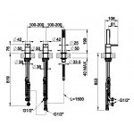 Gessi 316 Bateria wannowa 3-otworowa steel brushed 54043.239