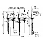 Gessi 316 Bateria wannowa 4-otworowa steel brushed 54037.239