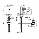 Gessi 316 Cesello Bateria bidetowa jednootworowa z korkiem steel brushed 54407.239