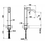 Gessi 316 Cesello Bateria umywalkowa jednootworowa bez korka steel brushed 54406.239