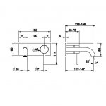Gessi 316 Cesello Bateria umywalkowa ścienna element zewnętrzny steel brushed 54488.239