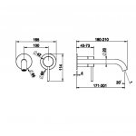 Gessi 316 Cesello Bateria umywalkowa ścienna element zewnętrzny steel brushed 54486.239