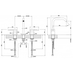 Gessi 316 Flessa Bateria umywalkowa trzyotworowa Steel Brushed 54012.239 / 54012239
