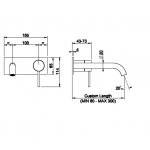 Gessi 316 Flessa Bateria umywalkowa ścienna bez korka element zewnętrzny steel brushed 54084.239
