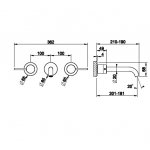 Gessi 316 Flessa Bateria umywalkowa 3-otworowa ścienna element zewnętrzny steel brushed 54094.239