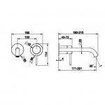 Gessi 316 Intreccio Bateria umywalkowa ścienna element zewnętrzny steel brushed 54186.239