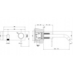 Gessi 316 Meccanica Bateria umywalkowa ścienna element zewnętrzny steel brushed 54290.239