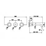Gessi 316 Meccanica Bateria umywalkowa ścienna element zewnętrzny steel brushed 54294.239