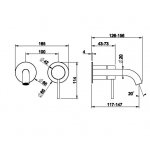 Gessi 316 Trame Bateria umywalkowa ścienna element zewnętrzny steel brushed 54383.239