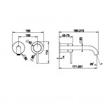 Gessi 316 Trame Bateria umywalkowa ścienna element zewnętrzny steel brushed 54386.239