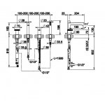 Gessi Anello Bateria wannowa 4-otworowa z przełącznikiem, wylewką, wężem i słuchawką chrom 63337.031