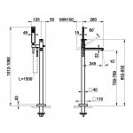 Gessi Eleganza Bateria wannowa wolnostojąca element zewnętrzny chrom 46131.031