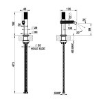 Gessi Incastri Bateria bidetowa bez korka Black Metal Brushed PVD 75068.707