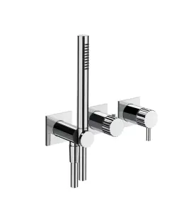 Gessi Incastri Bateria natryskowa 3-otworowa podtynkowa z zestawem prysznicowym - element zewnętrzny Chrom 75036.031