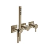Gessi Incastri Bateria natryskowa 3-otworowa podtynkowa z zestawem prysznicowym - element zewnętrzny Finox Brushed Nickel 75036.149