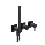 Gessi Incastri Bateria natryskowa 3-otworowa podtynkowa z zestawem prysznicowym - element zewnętrzny Matte Black 75036.299