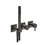 Gessi Incastri Bateria natryskowa 3-otworowa podtynkowa z zestawem prysznicowym - element zewnętrzny Black Metal Brushed PVD 75036.707