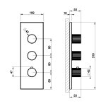 Gessi Incastri Bateria natryskowa termostatyczna podtynkowa - element zewnętrzny Matte Black 75314.299