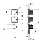 Gessi Incastri Bateria natryskowa termostatyczna podtynkowa 2-drożna - element zewnętrzny Copper Brushed PVD 75304.708
