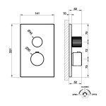 Gessi Incastri Bateria prysznicowa termostatyczna podtynkowa 2-drożna - element zewnętrzny Black Metal Brushed PVD 75135.707