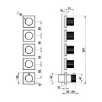 Gessi Incastri Bateria prysznicowa termostatyczna 4-drożna - element zewnętrzny Copper PVD 75338.030