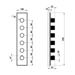 Gessi Incastri Bateria prysznicowa termostatyczna podtynkowa 5-drożna - element zewnętrzny Black Metal Brushed PVD 75320.707