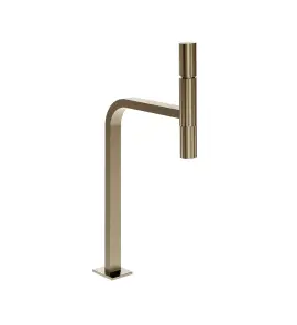 Gessi Incastri Bateria umywalkowa wisząca wysoka z korkiem klik-klak Finox Brushed Nickel 75253.149