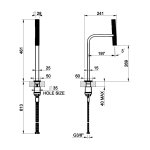 Gessi Incastri Bateria umywalkowa wisząca wysoka bez korka Black Metal Brushed PVD 75204.707