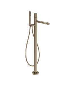 Gessi Incastri Bateria wannowa wolnostojąca z zestawem prysznicowym Finox Brushed Nickel 75028.149