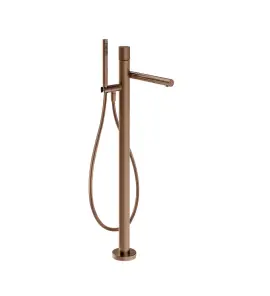 Gessi Incastri Bateria wannowa wolnostojąca z zestawem prysznicowym Copper Brushed PVD 75028.708