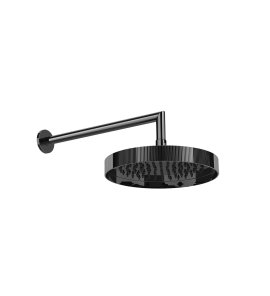 Gessi Incastri Deszczownica Ø 250 mm "żebrowana" z ramieniem ściennym Black Metal PVD 63745.706