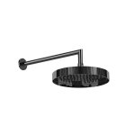 Gessi Incastri Deszczownica Ø 250 mm "żebrowana" z ramieniem ściennym Black Metal PVD 63745.706